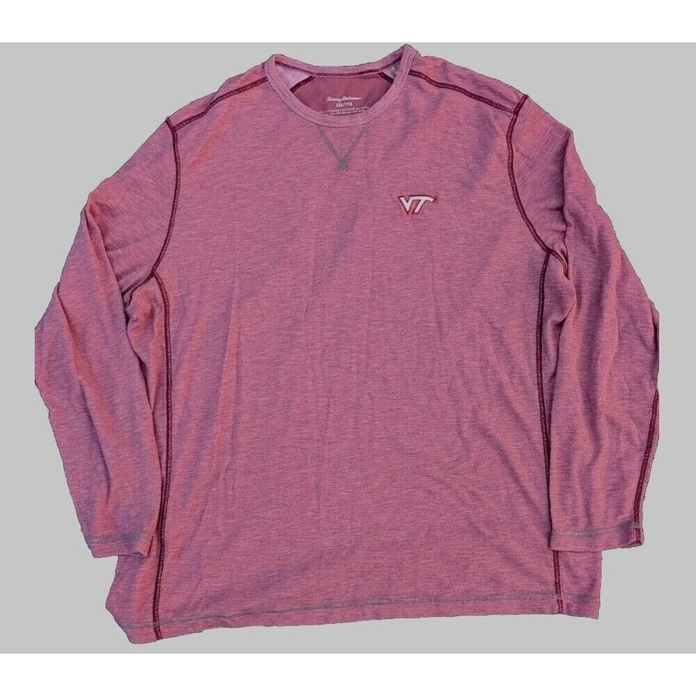 Men's XXL Tommy Bahama Long Sleeve Crew Neck Burgundy Modal Virginia Tech Logo